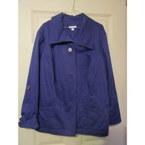 🤯 Charter Club Woman's 3XL Blue Jacket Spring Fall Cotton Blend